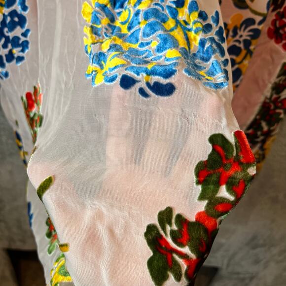 Anthropologie Maeve Flower Market Swing Dress Size Medium Silk Blend Red - Picture 4 of 7